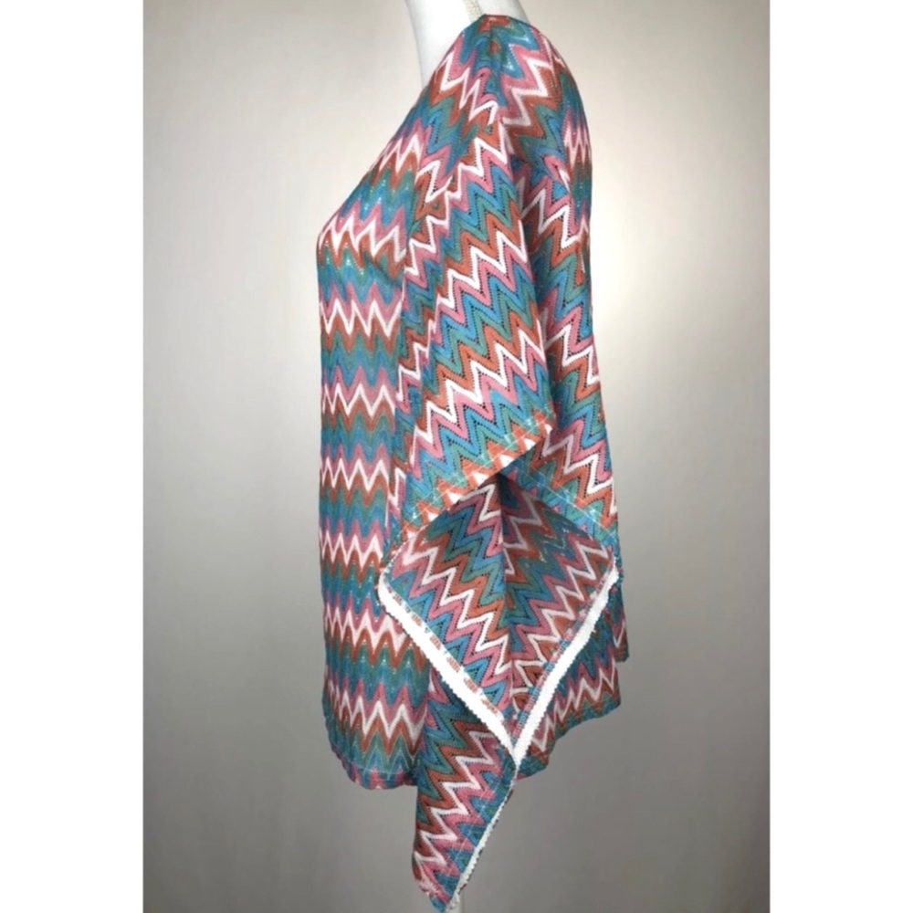 Chevron Poncho Knit top Blouse Size S/M - Picture 2 of 6